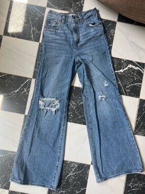 Levi's Distressed Light Blue HIGH LOOSE FLARE Jeans